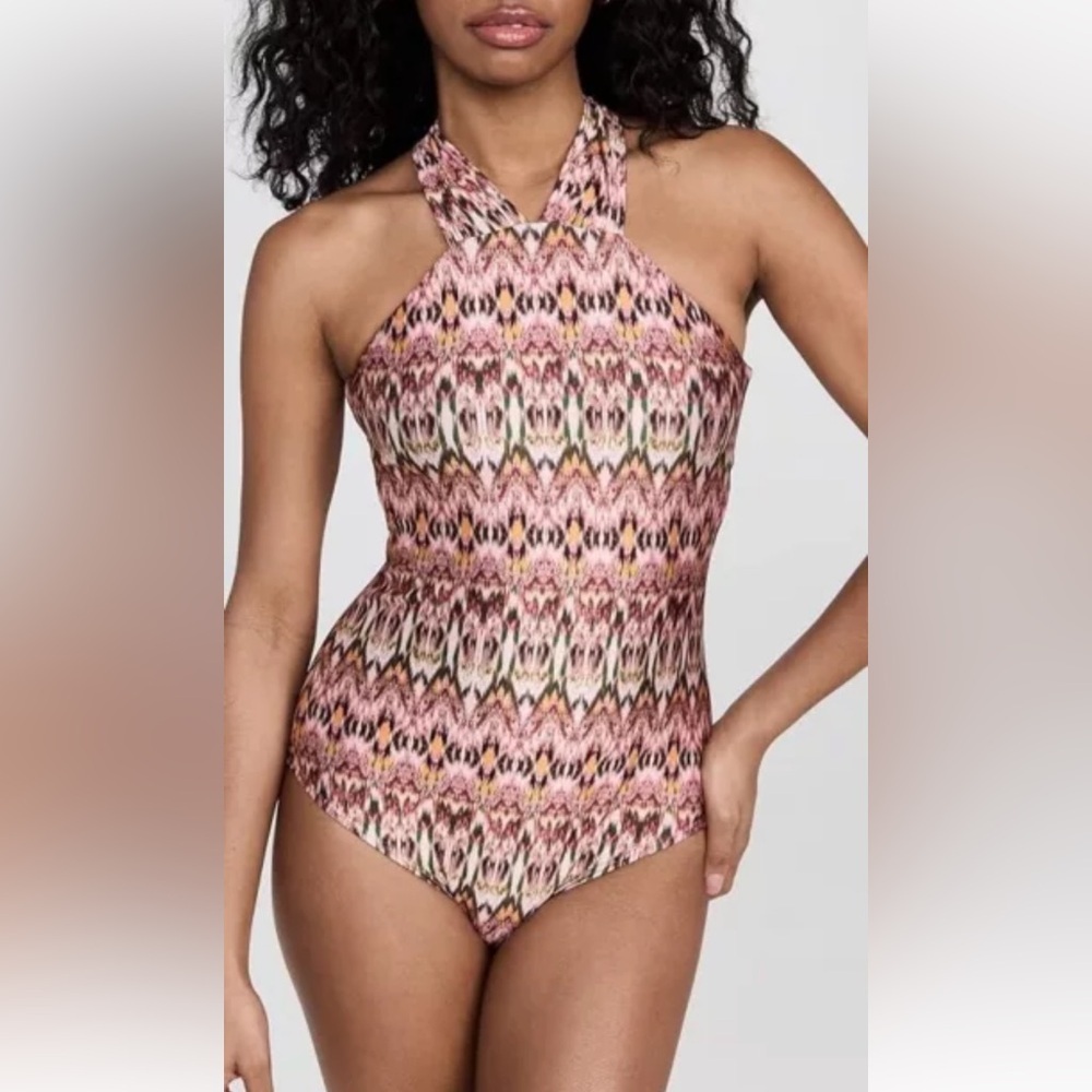 Shoshanna High Neck Swimsuit Size 2 | NWT $264 | Summer Beach Ikat Print